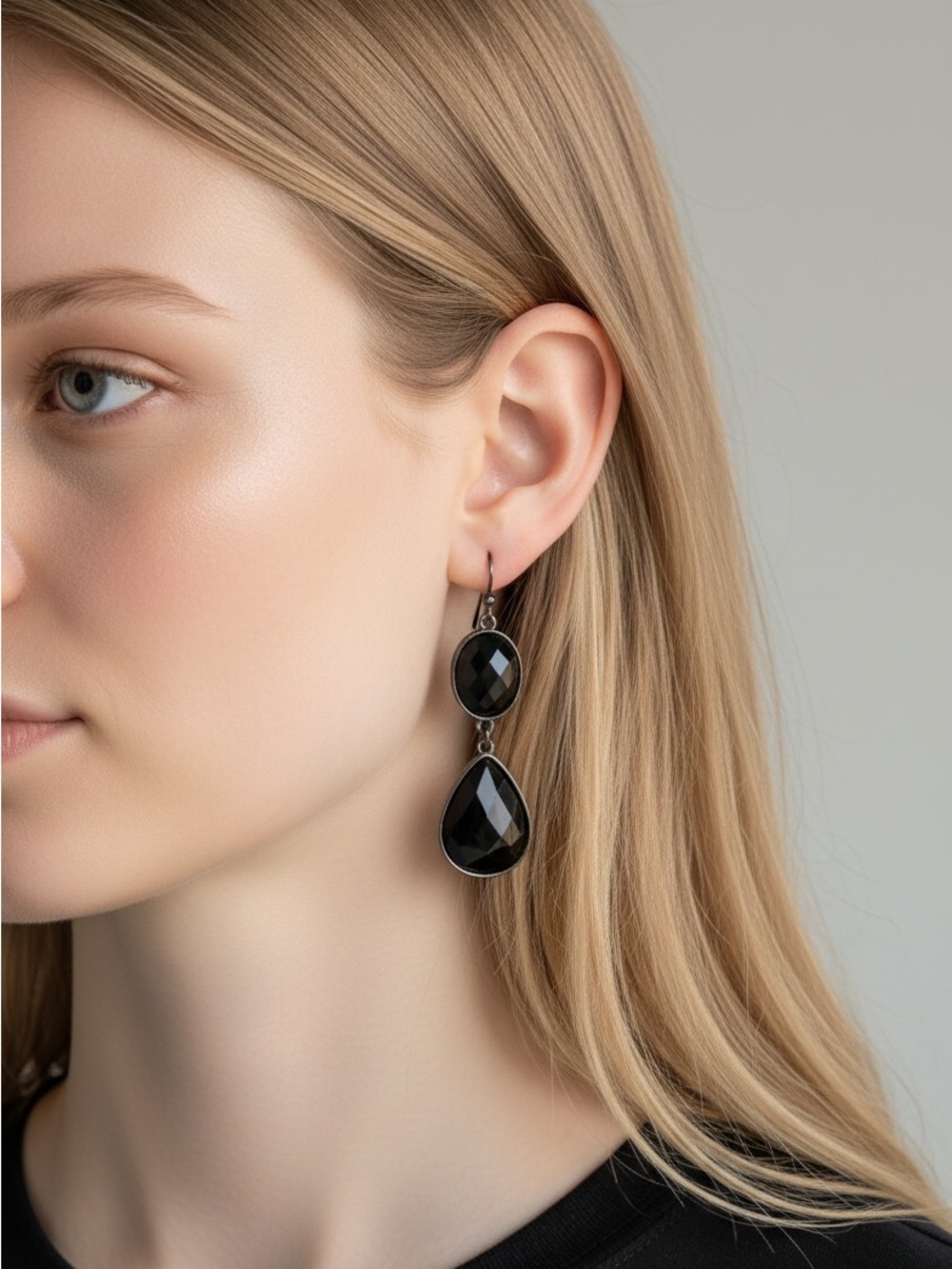 10/4 Premier Designs Black Faceted Drop Earrings